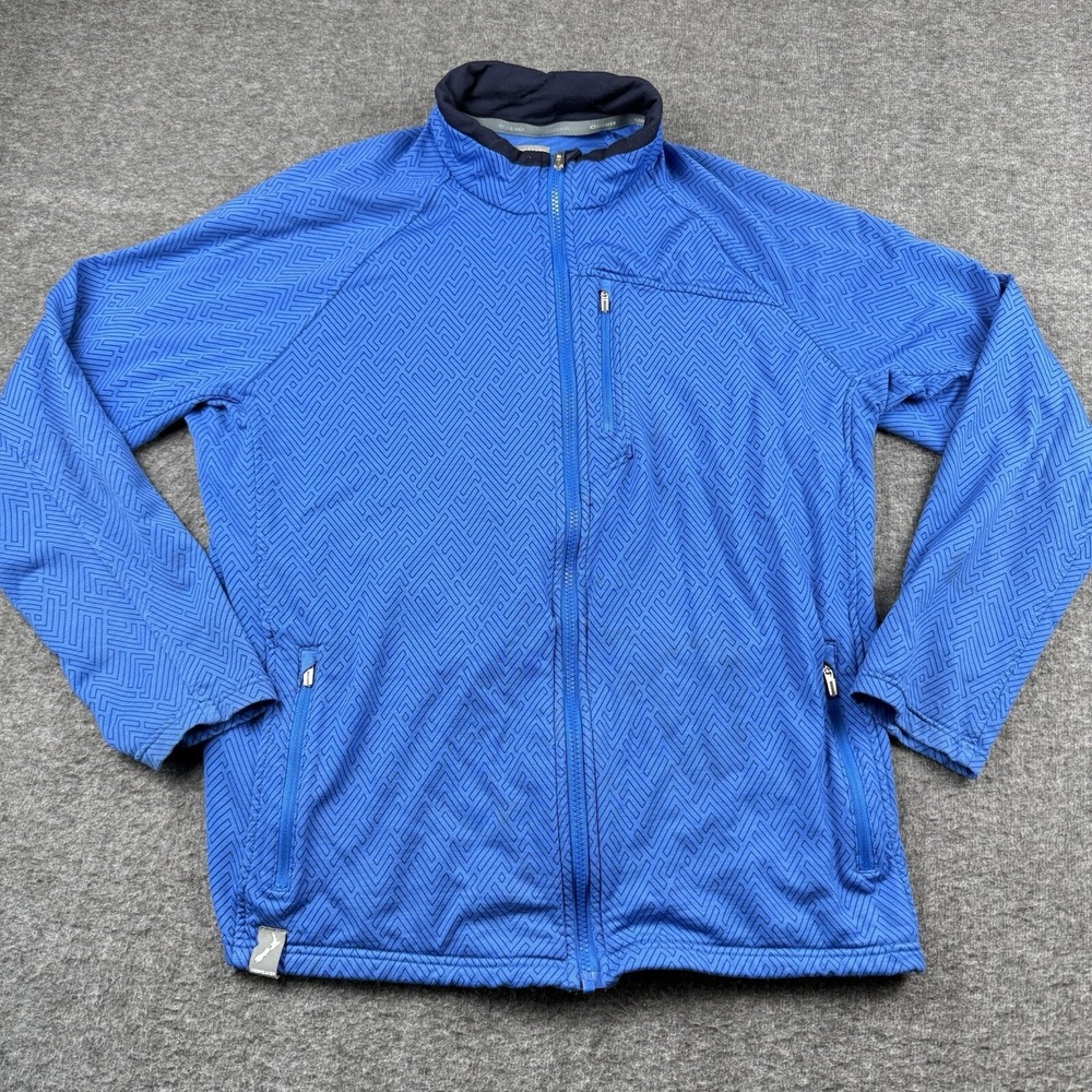 Icebreaker Sweater Mens XL Blue Full Zip Merino Wool Outdoors Hike Skiing Pocket